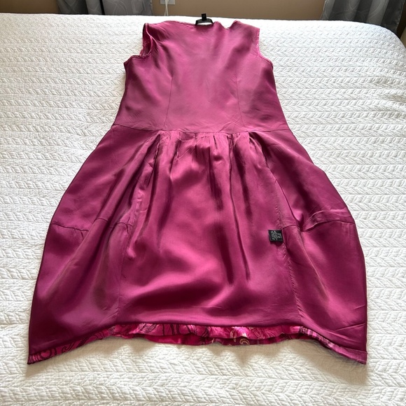 Lafayette 148 100% Linen Bubble Hem No Sleeve Dress Paisley Print Size 14 - Picture 10 of 15